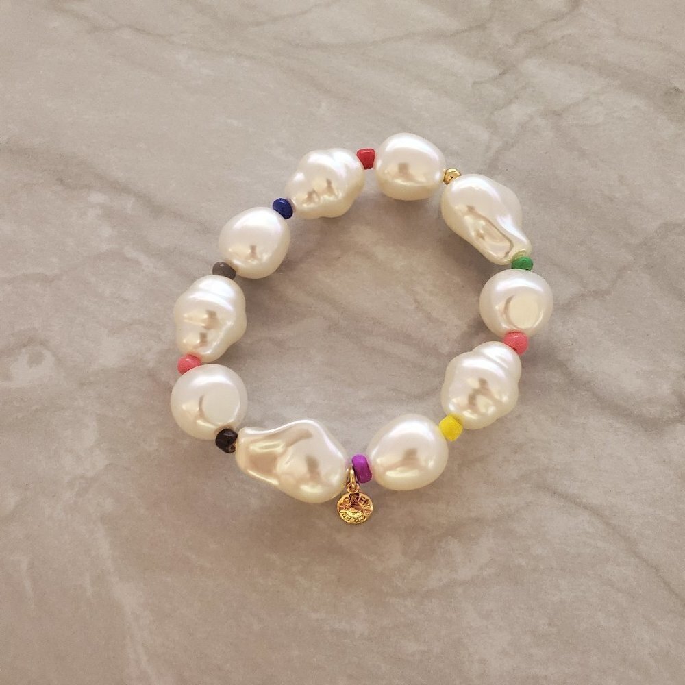 🌈 J.Crew Pearl Beads Beaded Colorful Stretch Bracelet 🌈